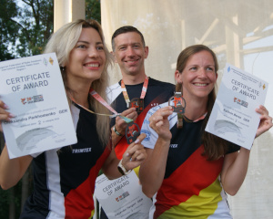 Die deutschen Medaillengewinner im Sprint: Oleksandra, Alex, Kathrin (v.l.n.r.)